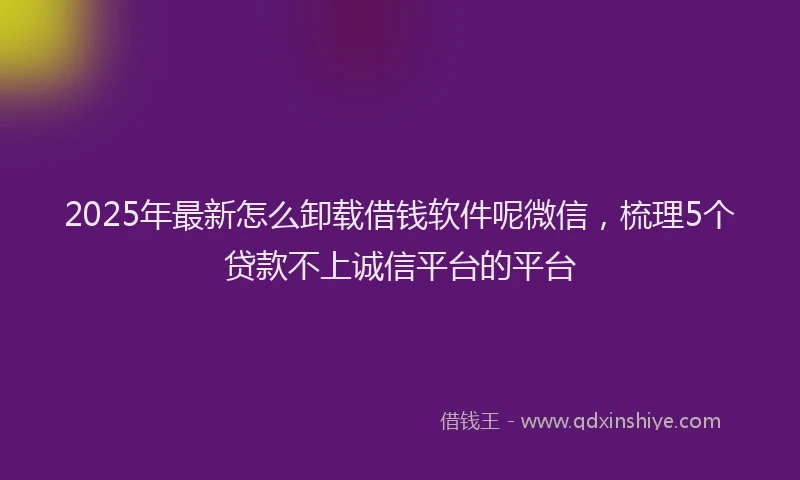 2025年最新怎么卸载借钱软件呢微信，梳理5个贷款不上诚信平台的平台