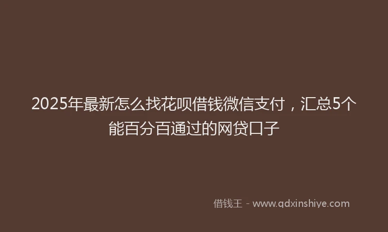 2025年最新怎么找花呗借钱微信支付，汇总5个能百分百通过的网贷口子
