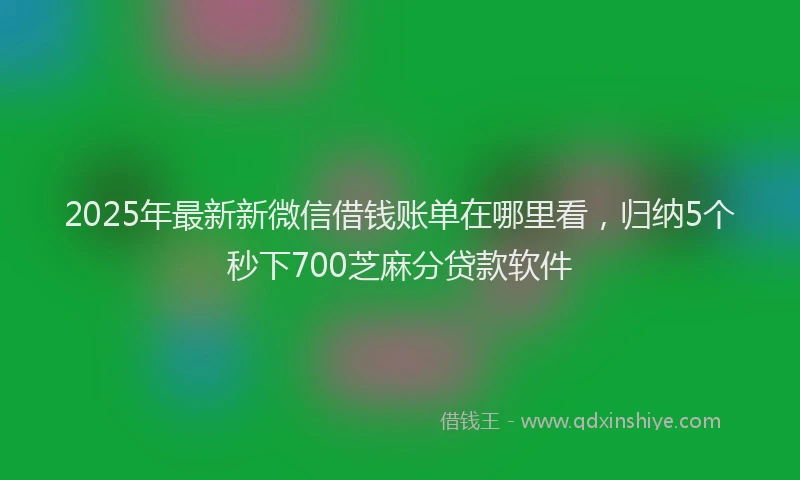 2025年最新新微信借钱账单在哪里看，归纳5个秒下700芝麻分贷款软件