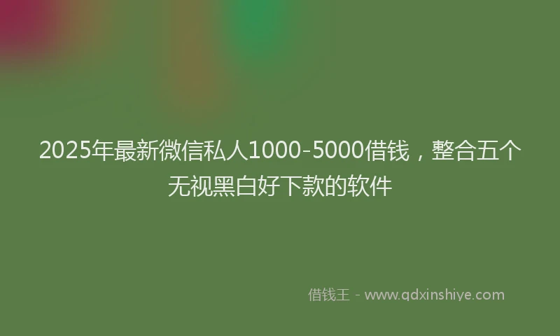 2025年最新微信私人1000-5000借钱，整合五个无视黑白好下款的软件