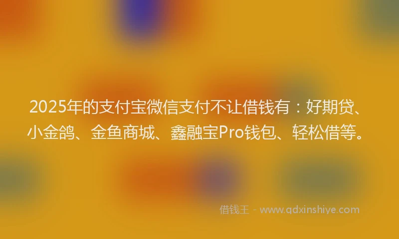 2025年的支付宝微信支付不让借钱有：好期贷、小金鸽、金鱼商城、鑫融宝Pro钱包、轻松借等。