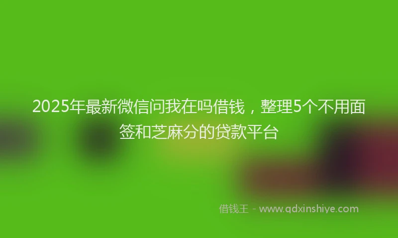 2025年最新微信问我在吗借钱，整理5个不用面签和芝麻分的贷款平台