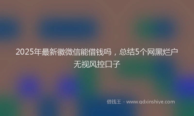 2025年最新徽微信能借钱吗，总结5个网黑烂户无视风控口子