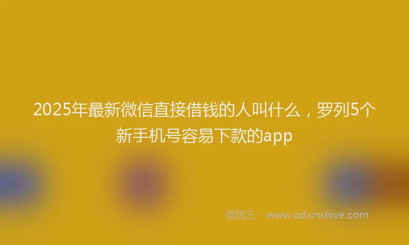 2025年最新微信直接借钱的人叫什么，罗列5个新手机号容易下款的app