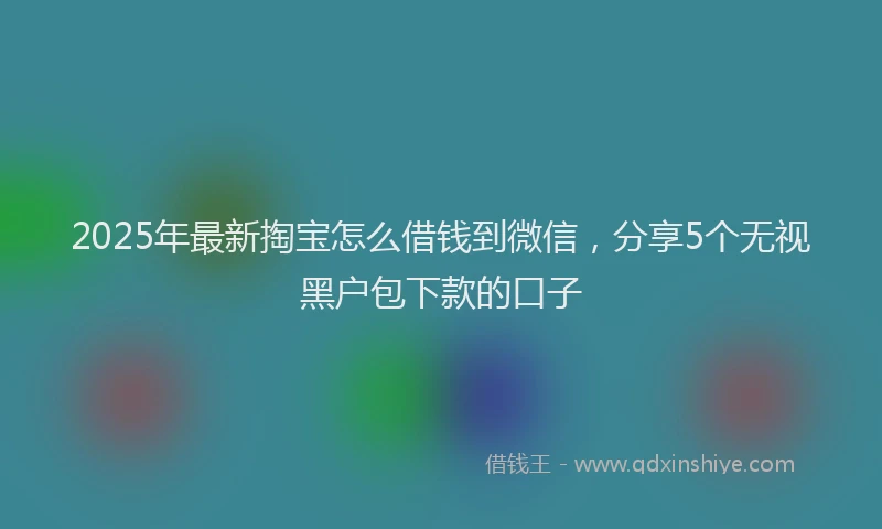 2025年最新掏宝怎么借钱到微信，分享5个无视黑户包下款的口子