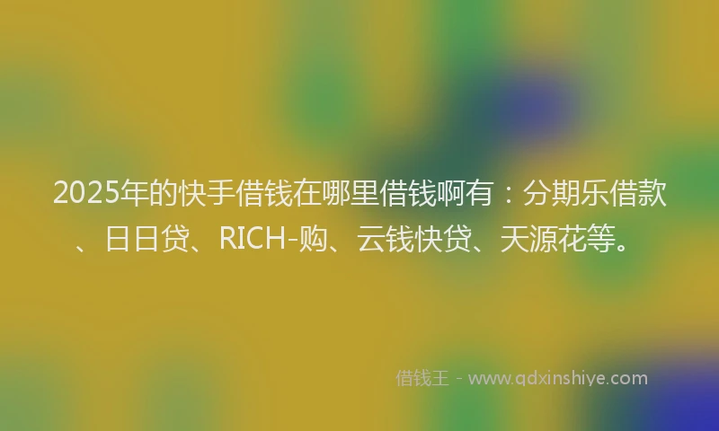 2025年的快手借钱在哪里借钱啊有：分期乐借款、日日贷、RICH-购、云钱快贷、天源花等。