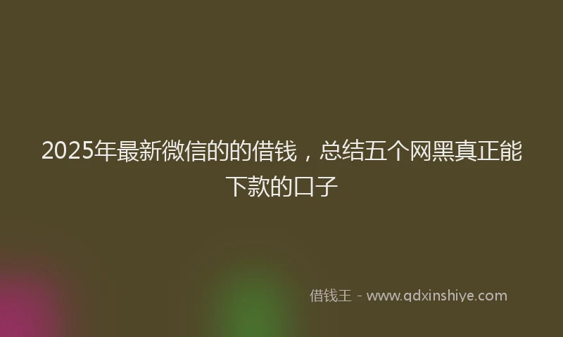 2025年最新微信的的借钱，总结五个网黑真正能下款的口子