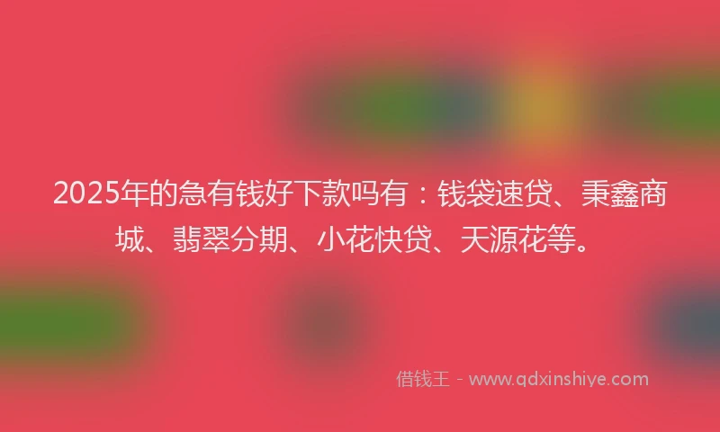 2025年的急有钱好下款吗有：钱袋速贷、秉鑫商城、翡翠分期、小花快贷、天源花等。
