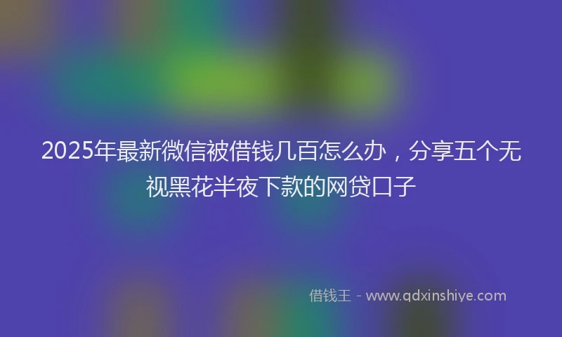 2025年最新微信被借钱几百怎么办，分享五个无视黑花半夜下款的网贷口子