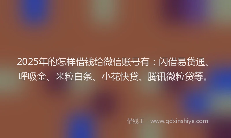 2025年的怎样借钱给微信账号有：闪借易贷通、呼吸金、米粒白条、小花快贷、腾讯微粒贷等。