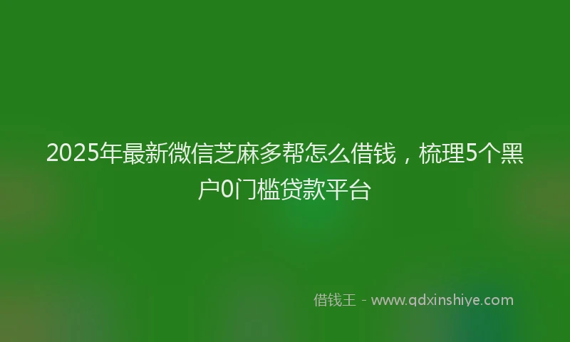 2025年最新微信芝麻多帮怎么借钱，梳理5个黑户0门槛贷款平台