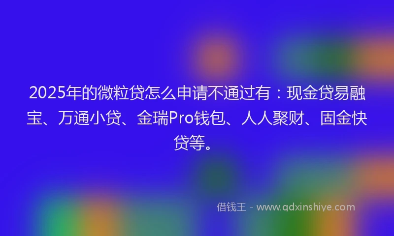 2025年的微粒贷怎么申请不通过有：现金贷易融宝、万通小贷、金瑞Pro钱包、人人聚财、固金快贷等。