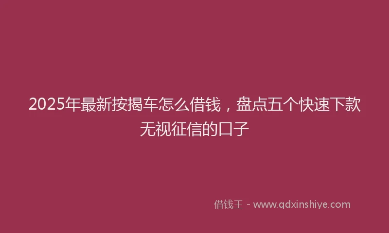 2025年最新按揭车怎么借钱，盘点五个快速下款无视征信的口子