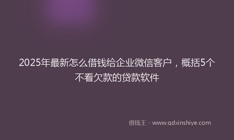 2025年最新怎么借钱给企业微信客户，概括5个不看欠款的贷款软件