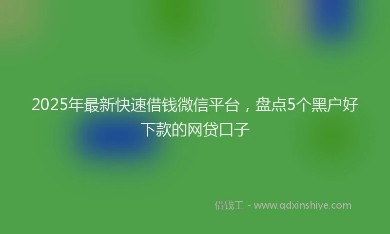 2025年最新快速借钱微信平台，盘点5个黑户好下款的网贷口子