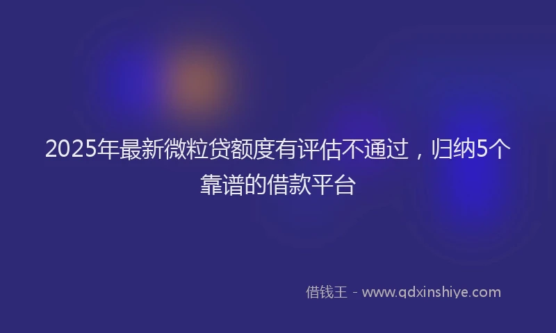 2025年最新微粒贷额度有评估不通过，归纳5个靠谱的借款平台
