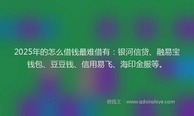 2025年的怎么借钱最难借有：银河信贷、融易宝钱包、豆豆钱、信用易飞、海印金服等。