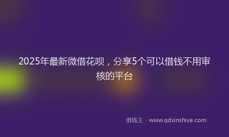 2025年最新微借花呗，分享5个可以借钱不用审核的平台