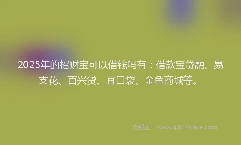 2025年的招财宝可以借钱吗有：借款宝贷融、易支花、百兴贷、宜口袋、金鱼商城等。