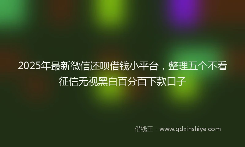 2025年最新微信还呗借钱小平台，整理五个不看征信无视黑白百分百下款口子