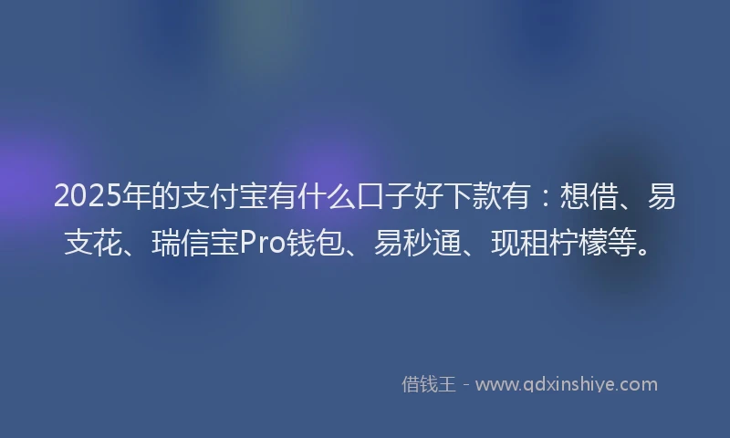 2025年的支付宝有什么口子好下款有：想借、易支花、瑞信宝Pro钱包、易秒通、现租柠檬等。
