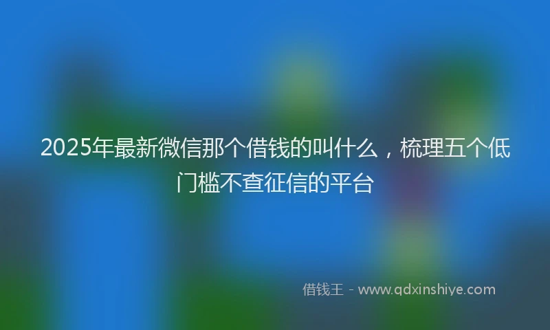 2025年最新微信那个借钱的叫什么，梳理五个低门槛不查征信的平台