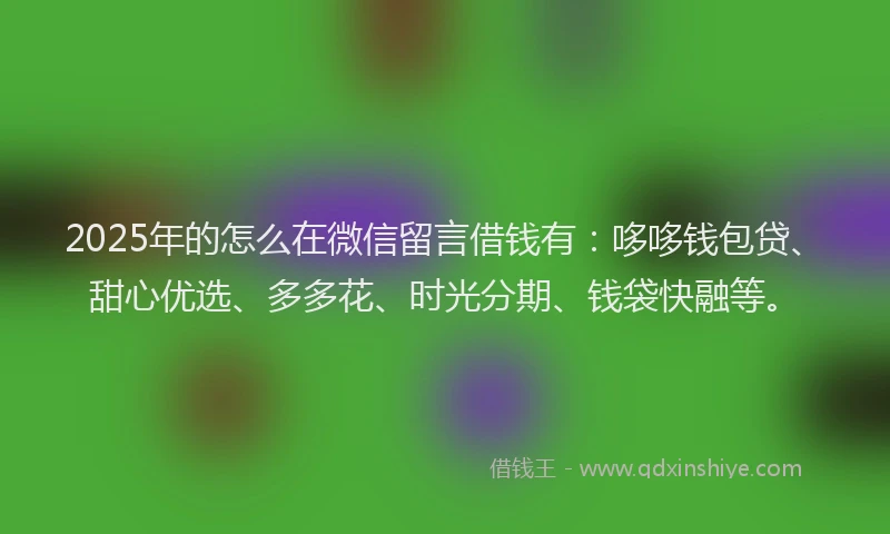2025年的怎么在微信留言借钱有：哆哆钱包贷、甜心优选、多多花、时光分期、钱袋快融等。