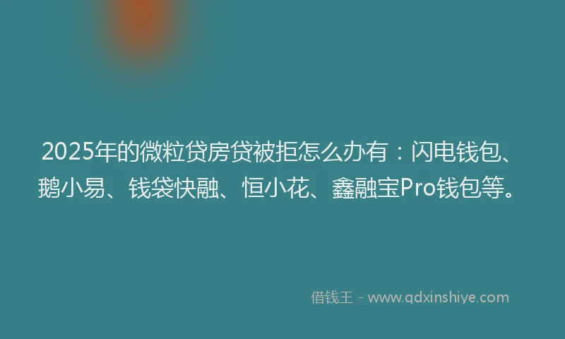 2025年的微粒贷房贷被拒怎么办有：闪电钱包、鹅小易、钱袋快融、恒小花、鑫融宝Pro钱包等。
