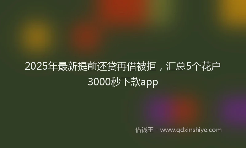 2025年最新提前还贷再借被拒，汇总5个花户3000秒下款app