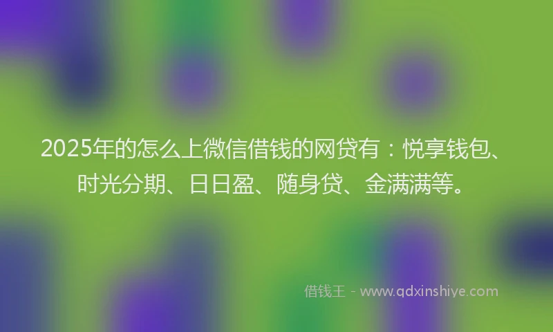 2025年的怎么上微信借钱的网贷有：悦享钱包、时光分期、日日盈、随身贷、金满满等。