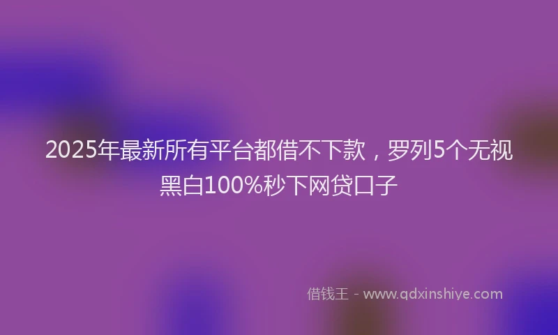 2025年最新所有平台都借不下款，罗列5个无视黑白100%秒下网贷口子