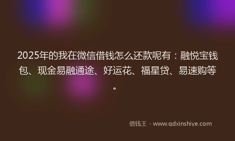 2025年的我在微信借钱怎么还款呢有：融悦宝钱包、现金易融通途、好运花、福星贷、易速购等。