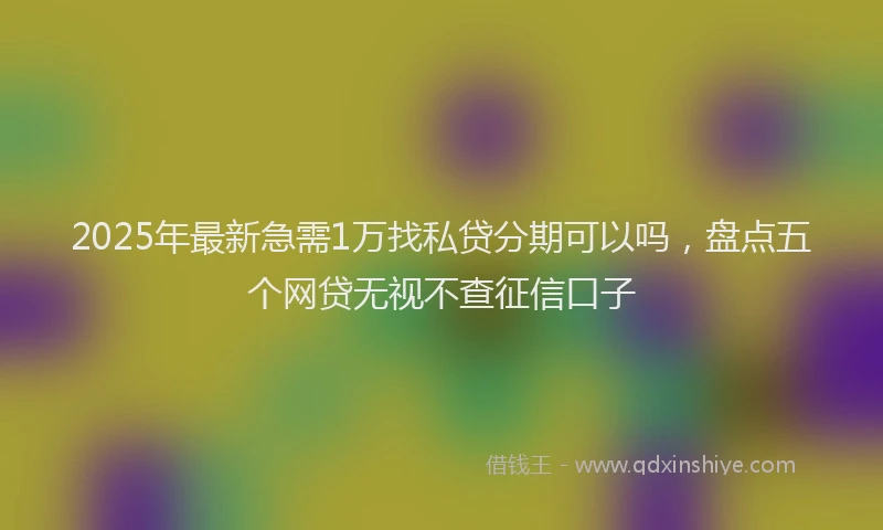 2025年最新急需1万找私贷分期可以吗，盘点五个网贷无视不查征信口子