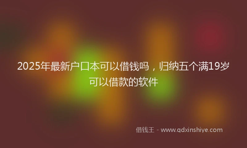 2025年最新户口本可以借钱吗，归纳五个满19岁可以借款的软件