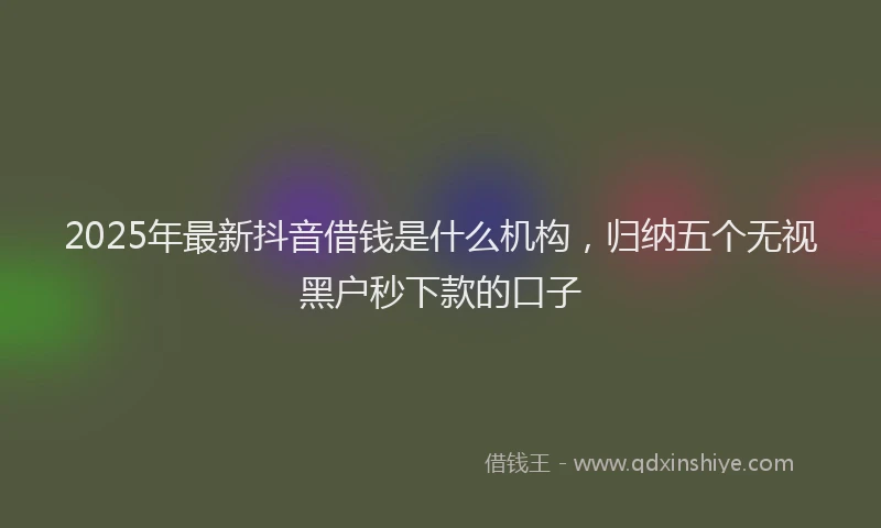 2025年最新抖音借钱是什么机构，归纳五个无视黑户秒下款的口子