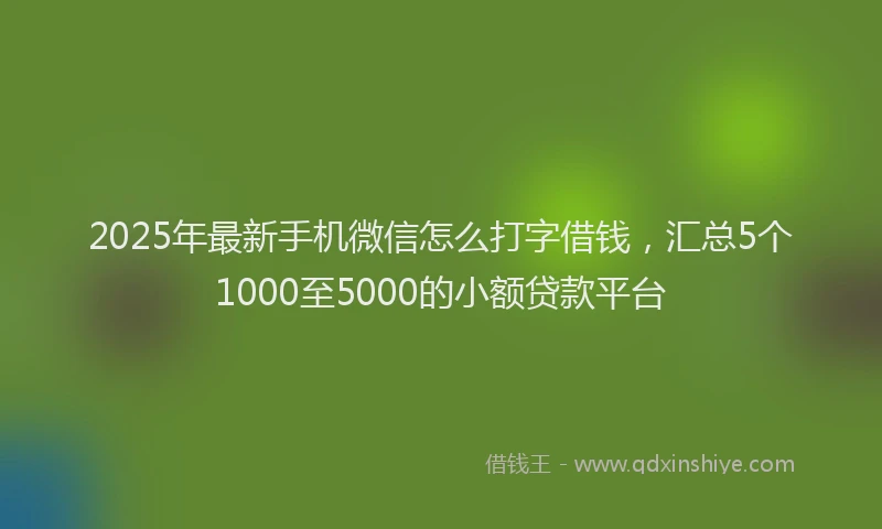 2025年最新手机微信怎么打字借钱，汇总5个1000至5000的小额贷款平台