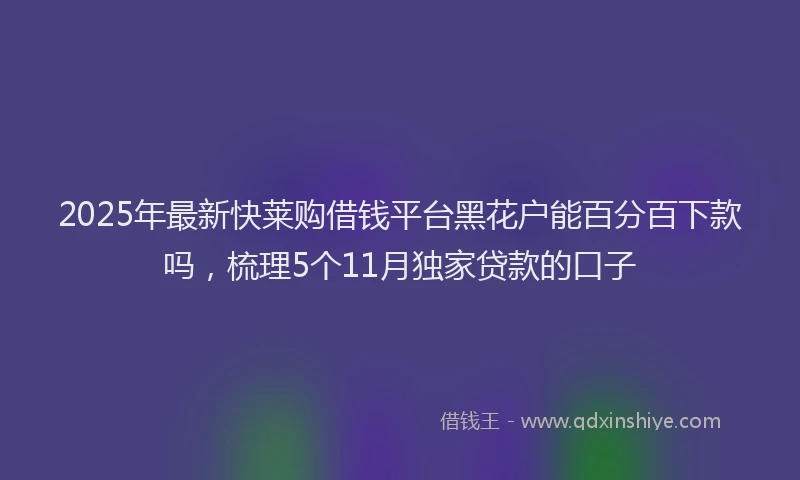 2025年最新快莱购借钱平台黑花户能百分百下款吗，梳理5个11月独家贷款的口子