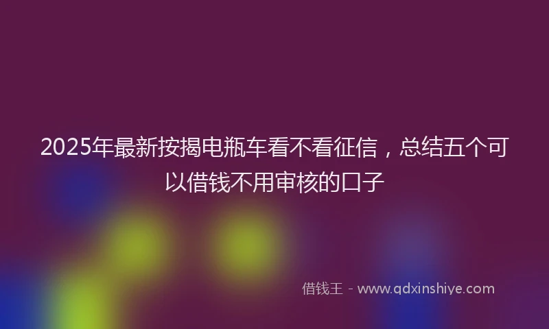 2025年最新按揭电瓶车看不看征信，总结五个可以借钱不用审核的口子