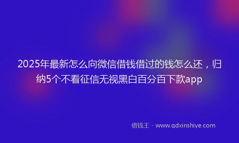 2025年最新怎么向微信借钱借过的钱怎么还，归纳5个不看征信无视黑白百分百下款app