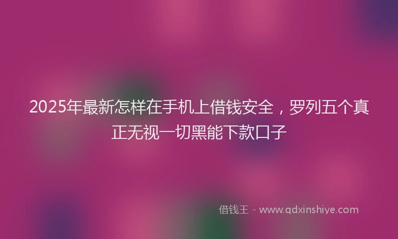 2025年最新怎样在手机上借钱安全，罗列五个真正无视一切黑能下款口子