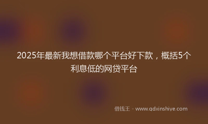 2025年最新我想借款哪个平台好下款，概括5个利息低的网贷平台