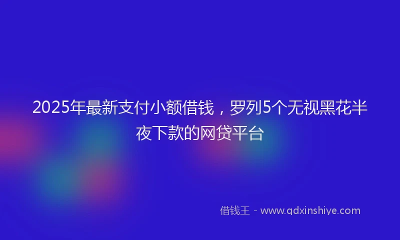 2025年最新支付小额借钱，罗列5个无视黑花半夜下款的网贷平台
