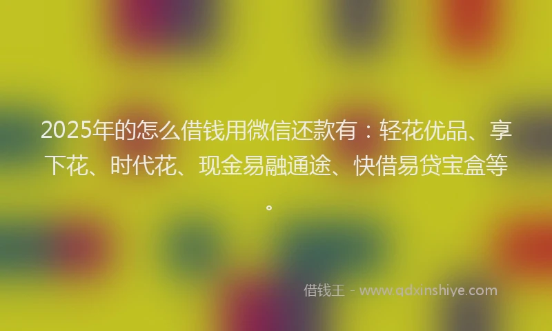 2025年的怎么借钱用微信还款有：轻花优品、享下花、时代花、现金易融通途、快借易贷宝盒等。