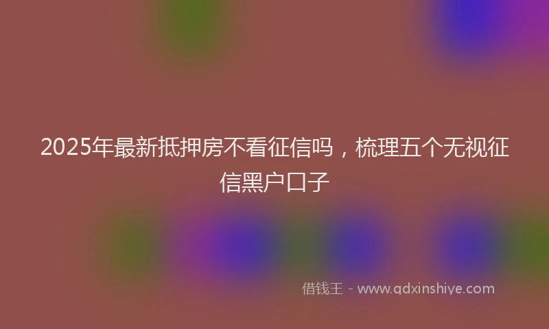 2025年最新抵押房不看征信吗，梳理五个无视征信黑户口子