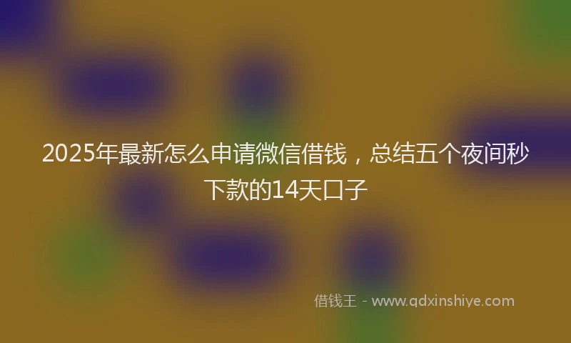 2025年最新怎么申请微信借钱，总结五个夜间秒下款的14天口子