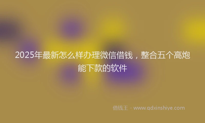 2025年最新怎么样办理微信借钱，整合五个高炮能下款的软件