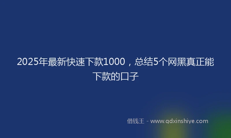 2025年最新快速下款1000，总结5个网黑真正能下款的口子