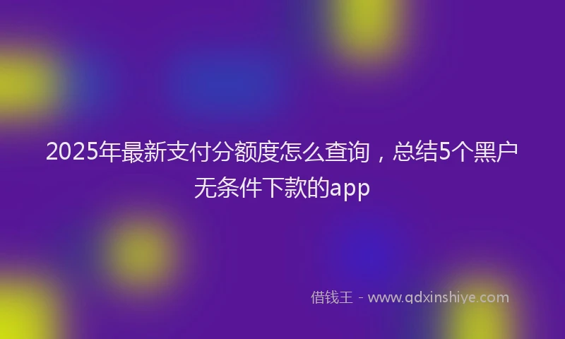 2025年最新支付分额度怎么查询，总结5个黑户无条件下款的app
