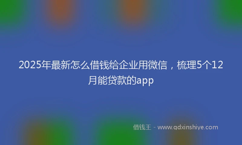 2025年最新怎么借钱给企业用微信，梳理5个12月能贷款的app