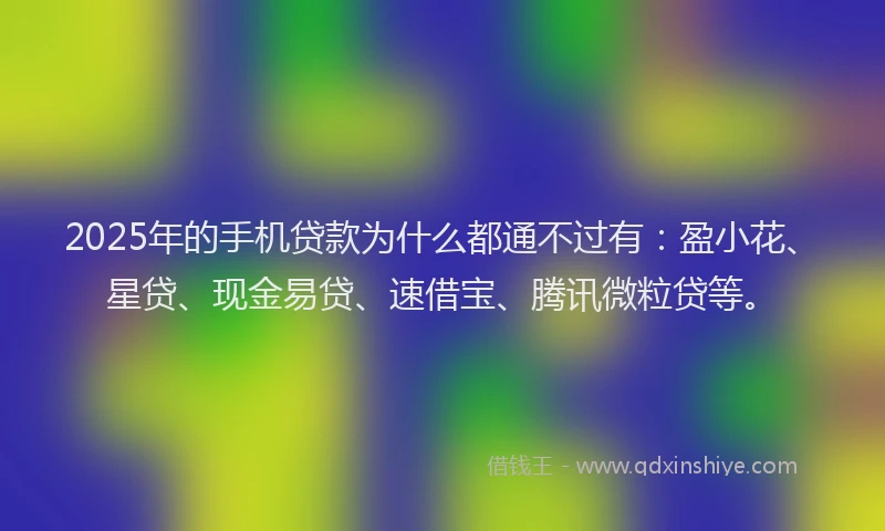 2025年的手机贷款为什么都通不过有：盈小花、星贷、现金易贷、速借宝、腾讯微粒贷等。